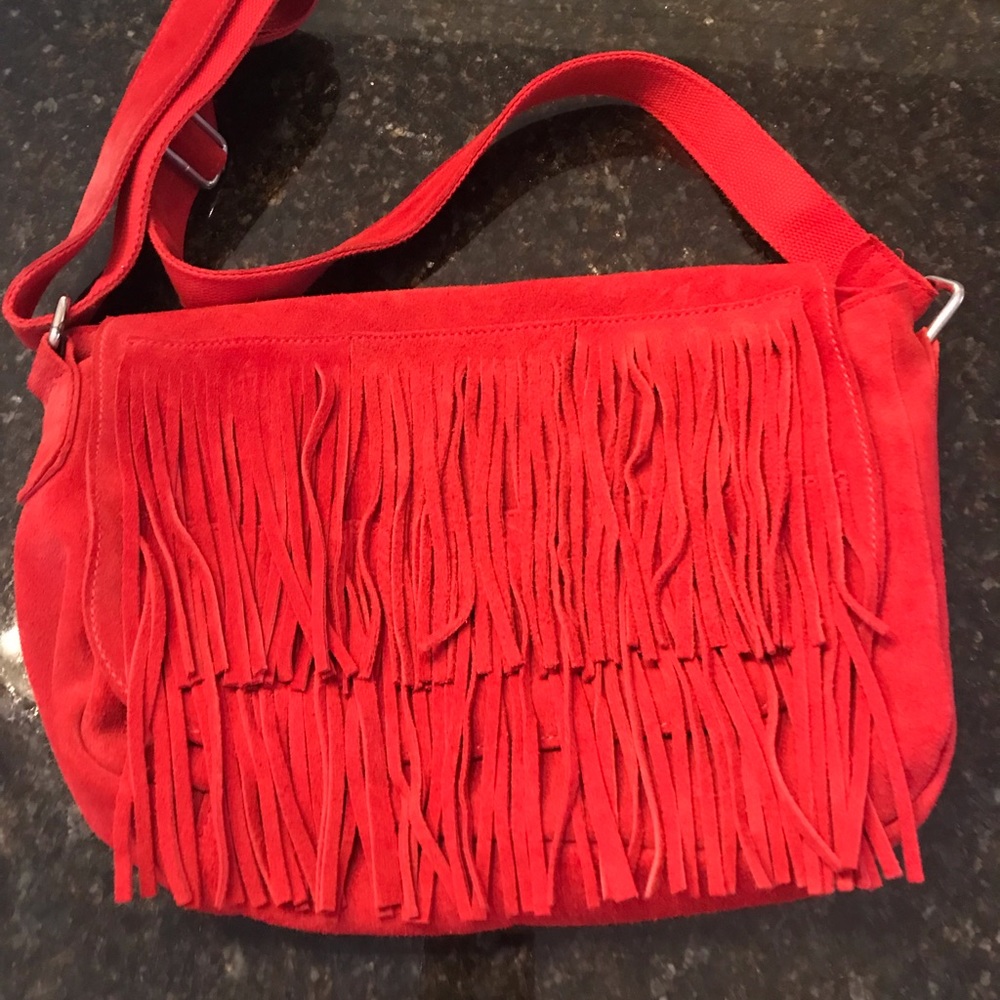 Red Suede Fringe Purse Boutique